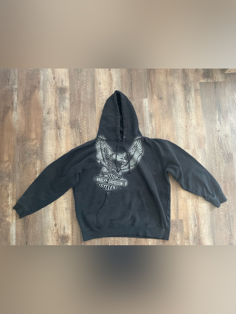 Harley-Davidson Black Hoodie with White Eagle Graphic